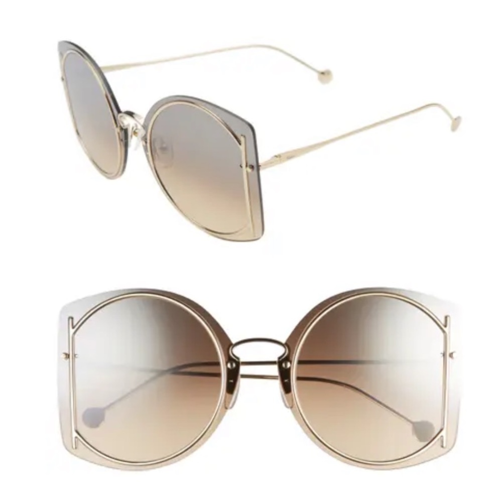 Authentic Salvatore Ferragamo Gancio Rimless Butterfly Sunglasses